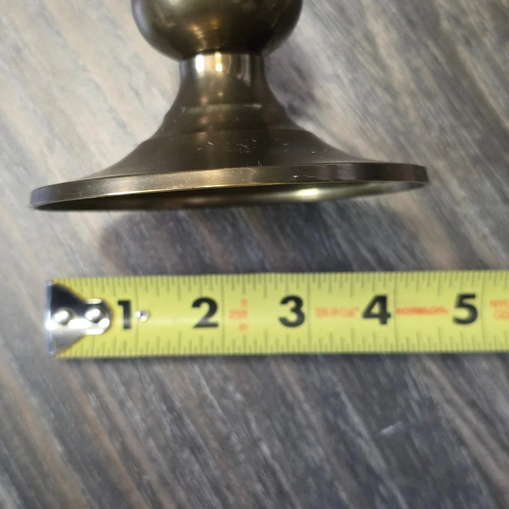 RIH Solid Brass Pillar Candle Holder Pedestal Spike Made in India Vintage 5.5in
